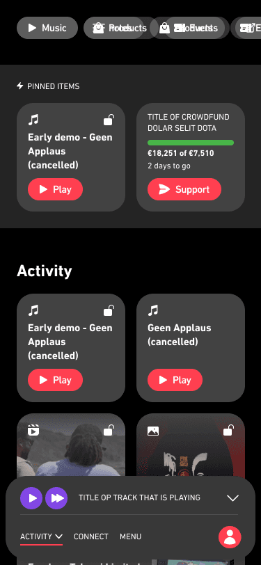 Mobile activity screen focused on a locked video moment in the creator feed.