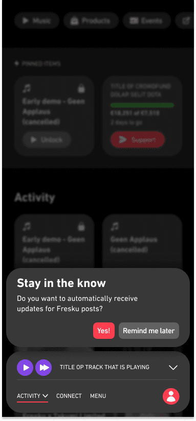 Mobile creator content card screen with release metadata and fan access state.