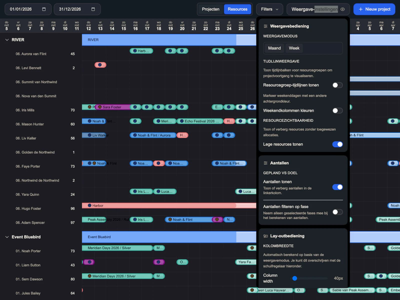 EasyLog dark planner frame 2 with denser scheduling context and calmer hierarchy.