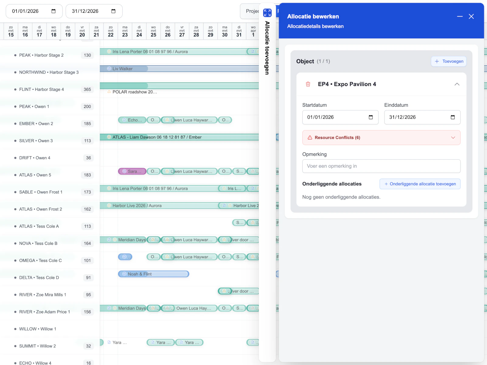 EasyLog light planner frame 9 showing a fuller logistics overview.