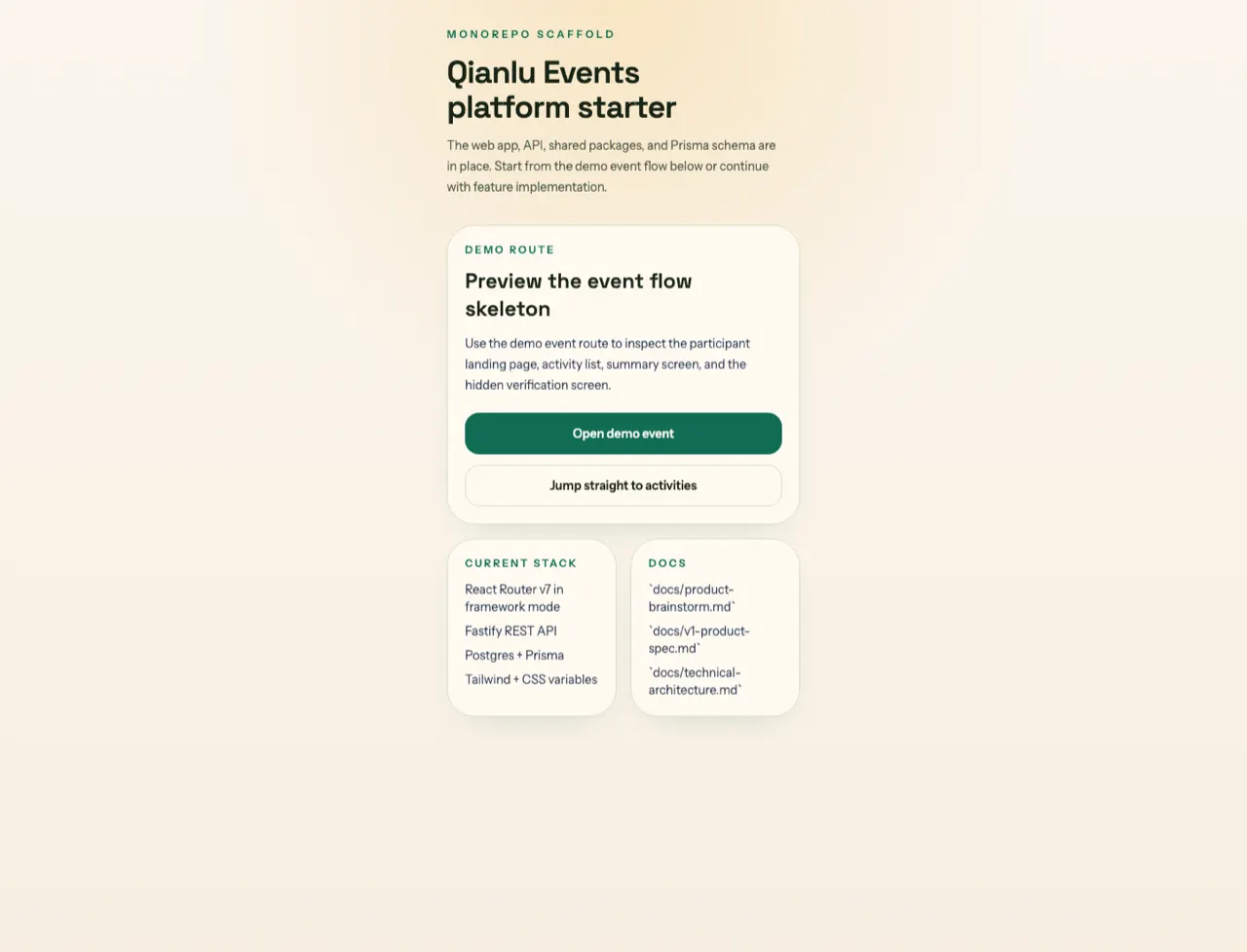 Event engagement platform homepage screenshot.