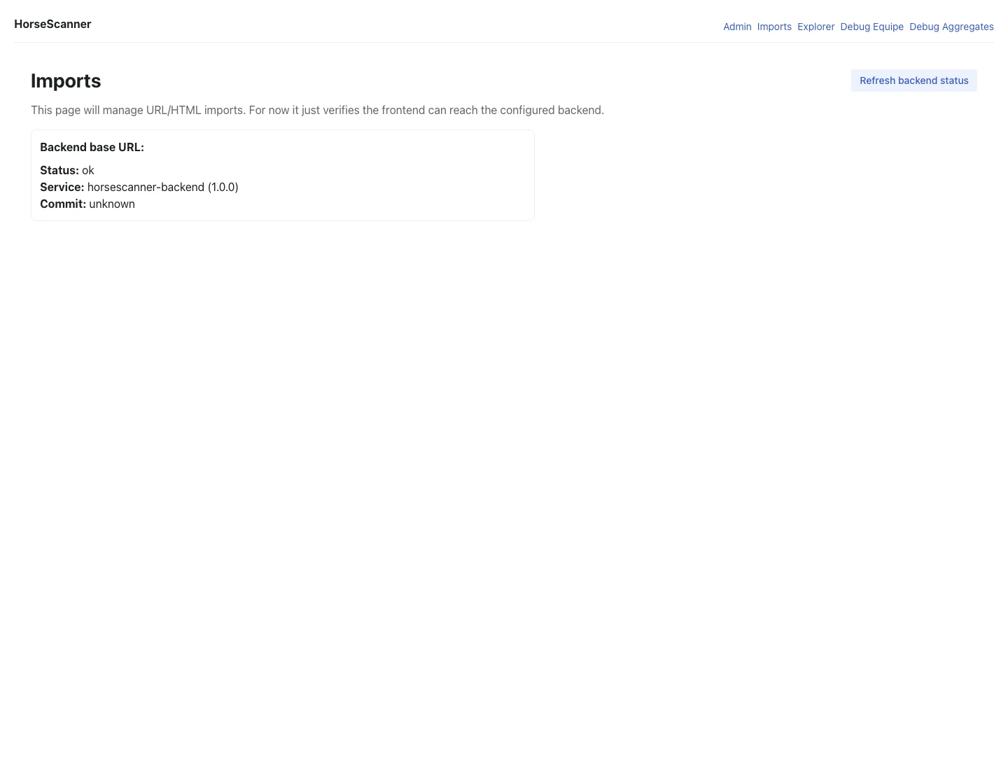 HorseScanner import screen for parsing competition result URLs.