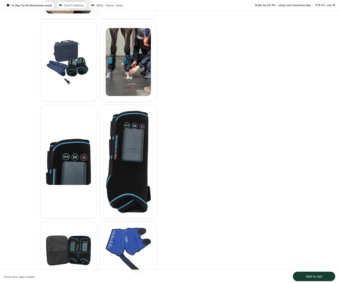 Live HorseLink purchase and product gallery section.