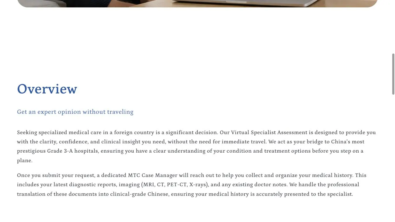 Online consultation detail content.