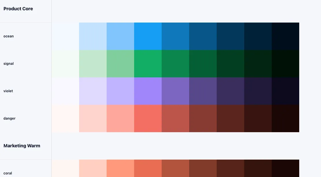 Focus mode color wall for inspecting generated palettes.