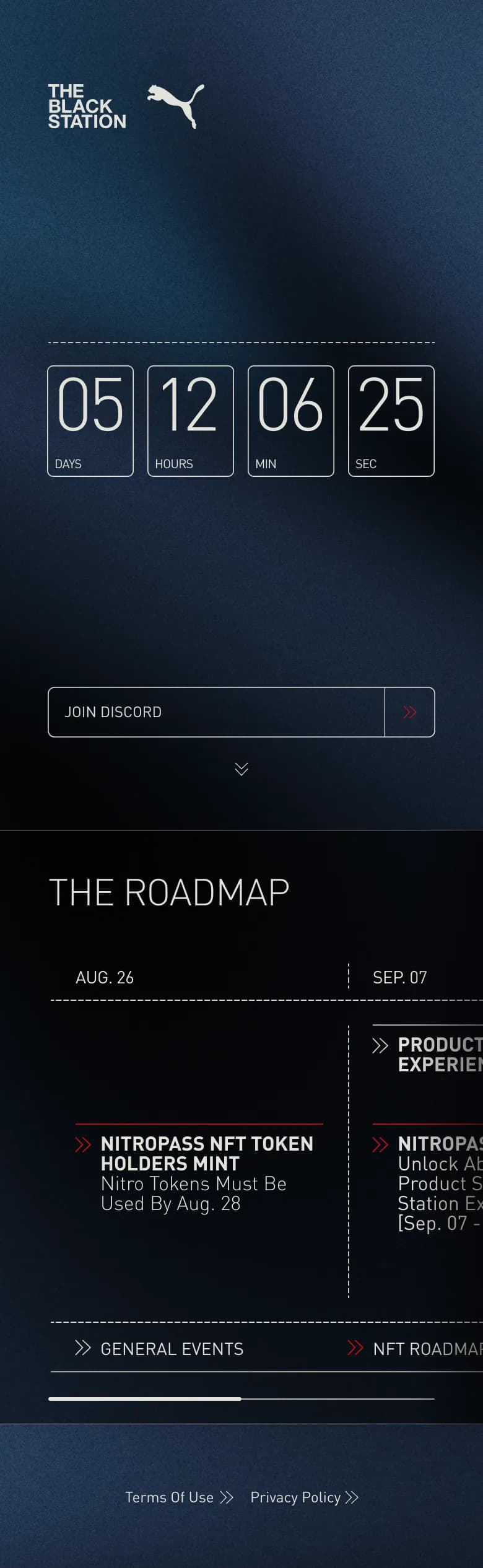 Puma Blackstation pre-release invite page with a tall branded onboarding composition.
