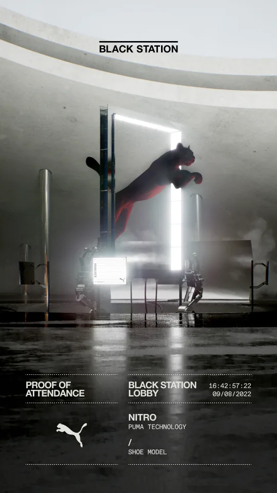 Puma Lobby 50 percent share card with atmospheric brand framing.